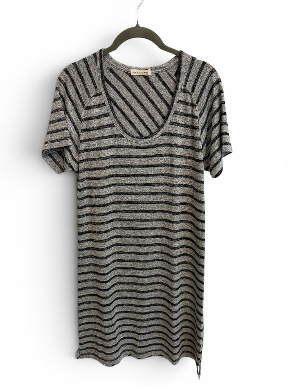 rag & bone Striped Scoop Neck Tunic in Heather Gray and Black